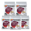 Five packages of Tassimo Costa Coffee Americano on a white background