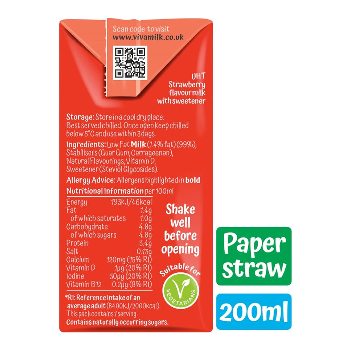 Viva Strawberry Milk Carton side