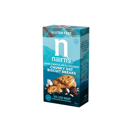 Nairn's Gluten Free Dark Chocolate & Coconut Chunky Oat Biscuit Breaks Case of 6 x 160g