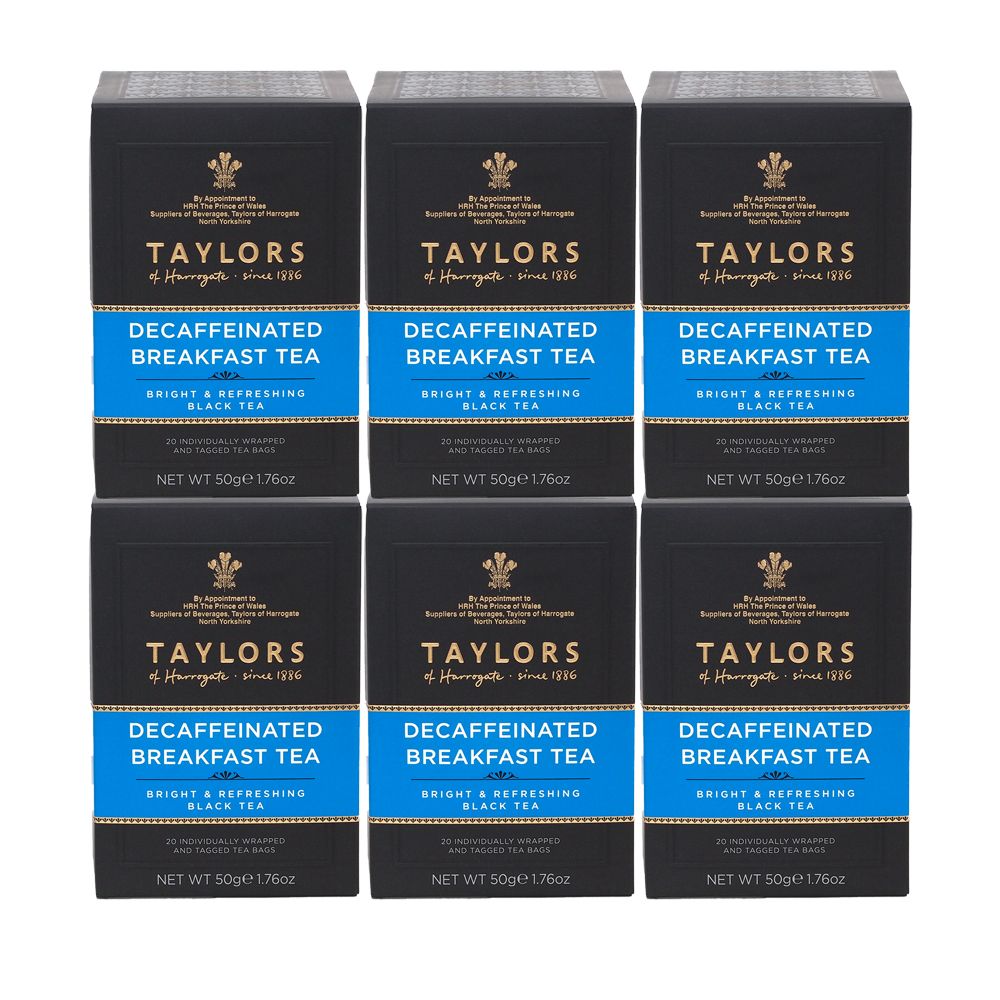Taylors of Harrogate Decaffeinated Breakfast 6 x 20 Envelope Tea Bags