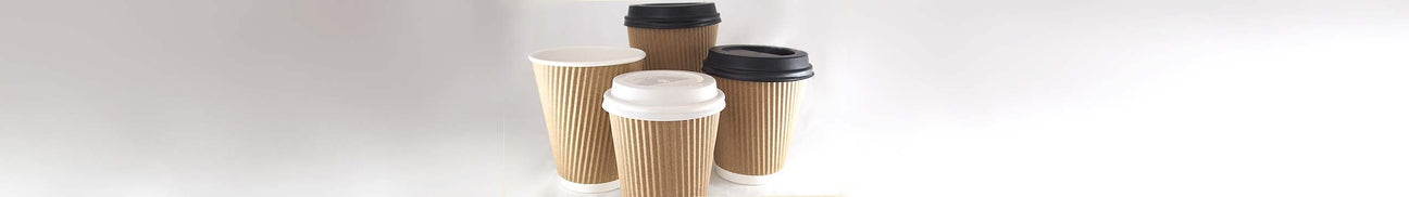 4 Kraft coloured cups with lids