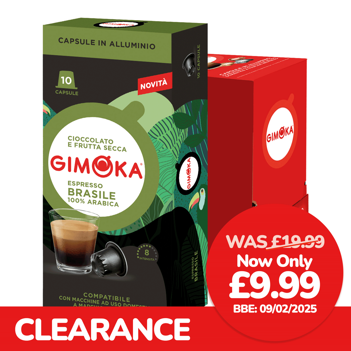 Gimoka Espresso Brasile Coffee Capsules 10x10 Aluminium Nespresso Compatible Pods
