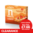 Nairn's sourdough flatbreads packaging with price reduction information on a white background