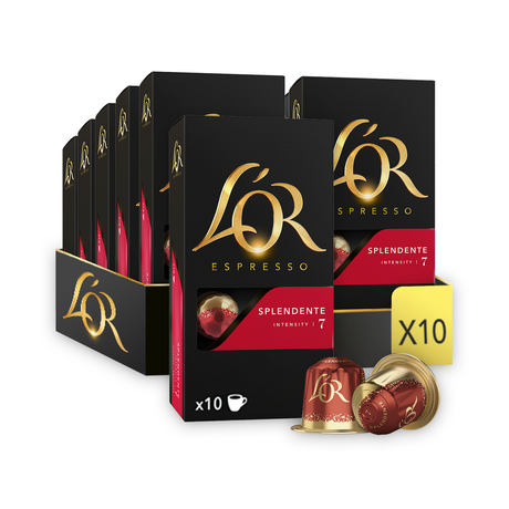 L'OR Splendente Espresso Coffee Capsules 10x10 Nespresso Compatible