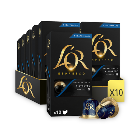 L'OR Ristretto Decaffeinato Espresso Coffee Capsules 10x10 Nespresso Compatible