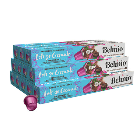 Belmio Let's go Coconutz Coffee Capsules 12 x 10 Nespresso Compatible Case