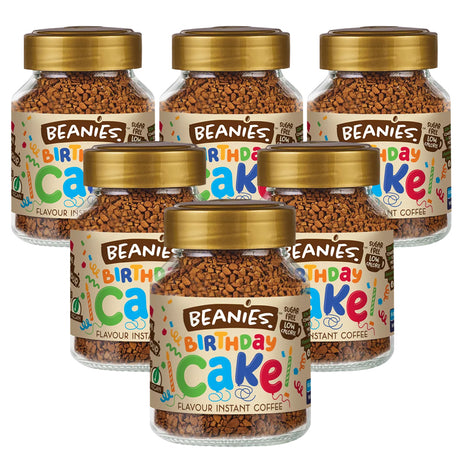 Beanies Birthday Cake Flavoured Instant Coffee Jars 6 x 50g
