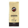 A bag of Caffè Verginano 1882 Granaroma coffee beans, featuring a cream-colored upper half and a dark brown bottom half, on a plain white background.