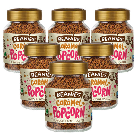 Beanies Caramel Popcorn Instant Coffee Jars 6 x 50g