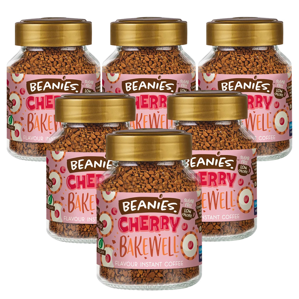 Beanies Cherry Bakewell Instant Coffee Jars 6 x 50g