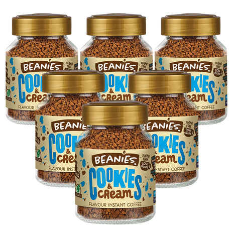 Beanies Cookies & Cream Flavoured Instant Coffee Jars 6 x 50g