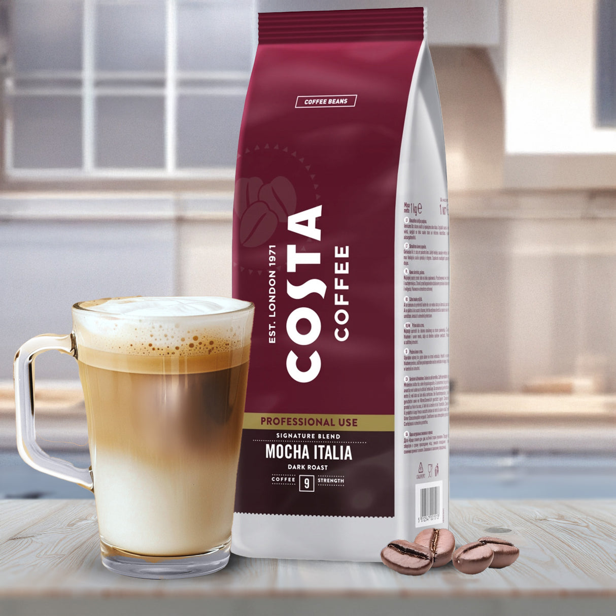 Costa Mocha Italia Dark Roast Coffee Beans Case 1kg