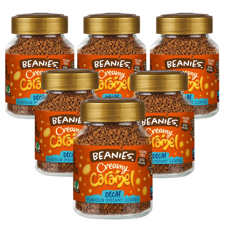 Beanies Creamy Caramel Decaf Instant Coffee Jars 6 x 50g