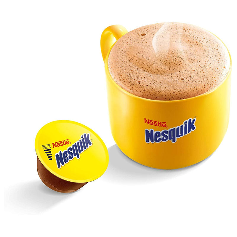 Nescafe Dolce Gusto Nesquik Hot Chocolate Pods with cup of Nesquik