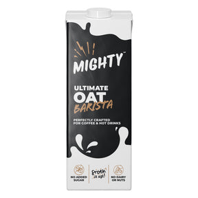 Carton of Mighty Ultimate Oat Barista on a white background