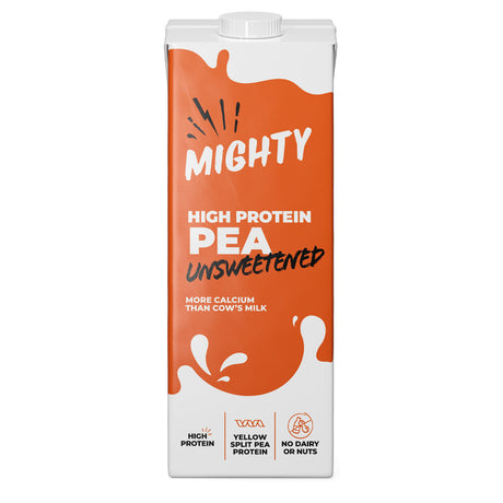 Mighty High Protein Pea Unsweetened carton on a white background