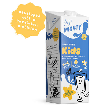 A carton of Mighty Kids dairy-free milk alternative