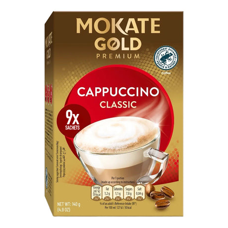 Mokate Gold Cappuccino Classic packaging on a white background