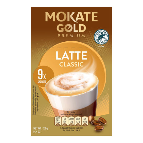 Mokate Gold Premium Latte Classic coffee package on a white background