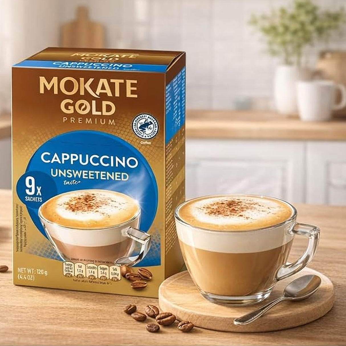 Mokate Gold Premium Cappuccino Unsweetened 10x9 Sachets