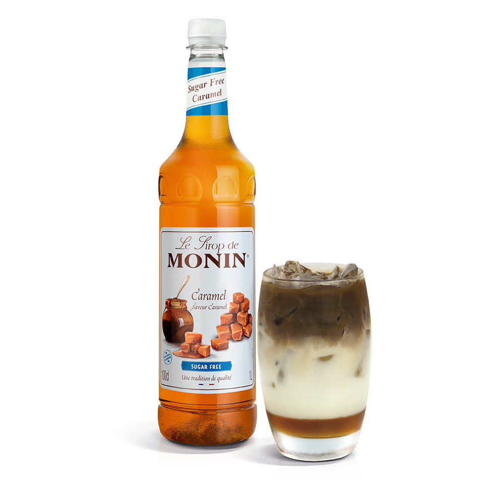Monin Sugar Free Caramel Syrup 1L With Drink