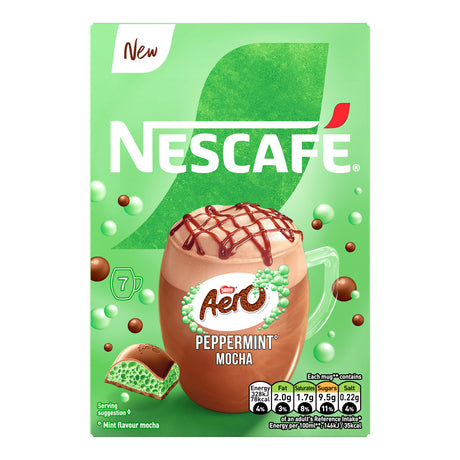 Nescafe Aero Peppermint Mocha instant coffee packaging on a white background