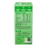 Green box with nutritional information and ingredients on a white background