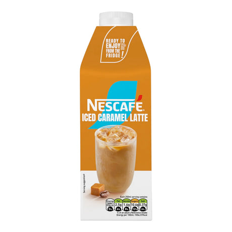 Nescafe iced caramel latte packaging on a white background