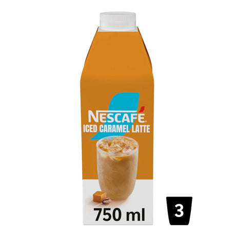 Nescafe iced caramel latte packaging on a white background