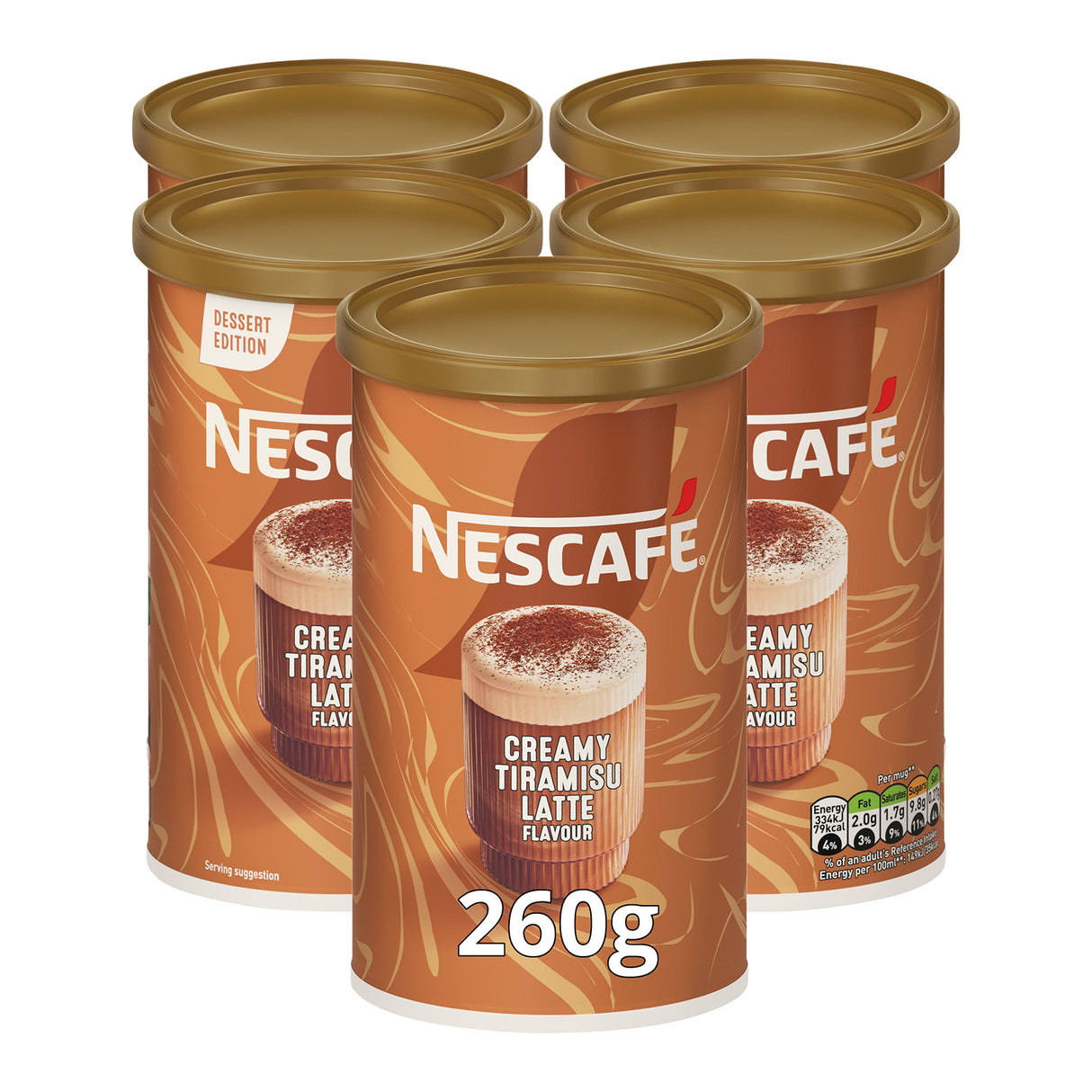 Nescafe Tiramisu Latte Coffee 5x260g Tubs