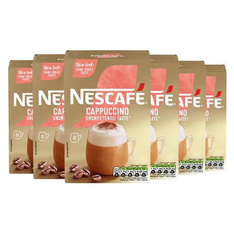 Nescafe Cappuccino Unsweetened Taste Instant Coffee Sachets 6x8