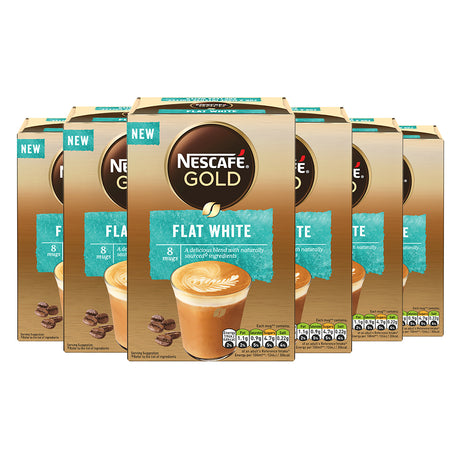 Nescafe Gold Flat White Instant Coffee Sachets 6 x 8