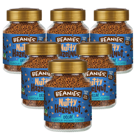 Beanies Nutty Hazelnut Decaf Instant Coffee Jars 6 x 50g