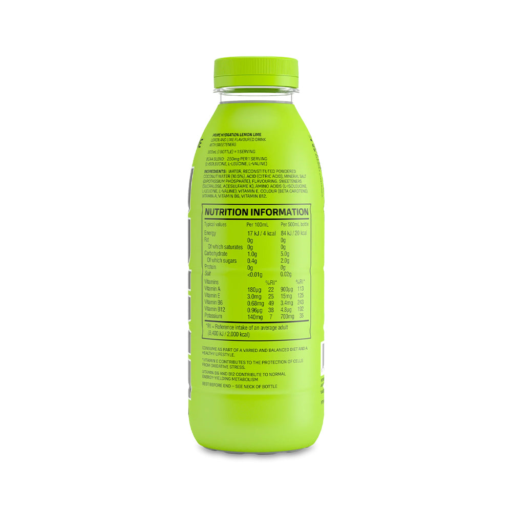 PRIME Hydration Lemon Lime 12 x 500ml Bottles