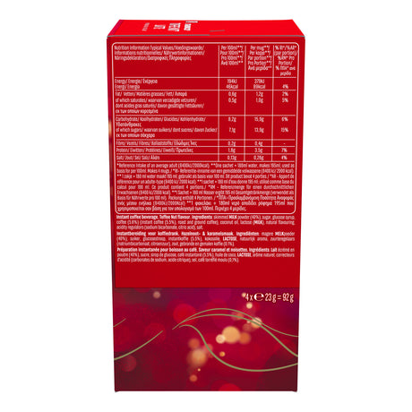 Red box with nutritional information on a white background