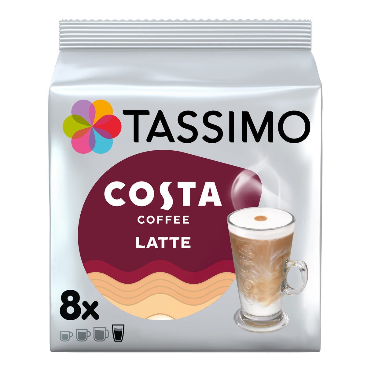 Tassimo Costa Coffee Latte packaging on a white background