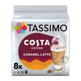 Tassimo Costa Coffee Caramel Latte packaging on a white background