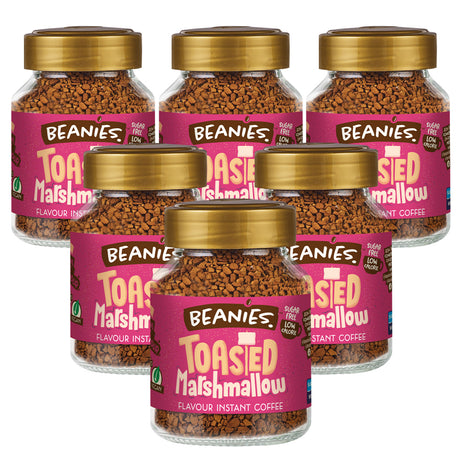 Beanies Toasted Marshmallow Flavoured Instant Coffee Jars 6 x 50g