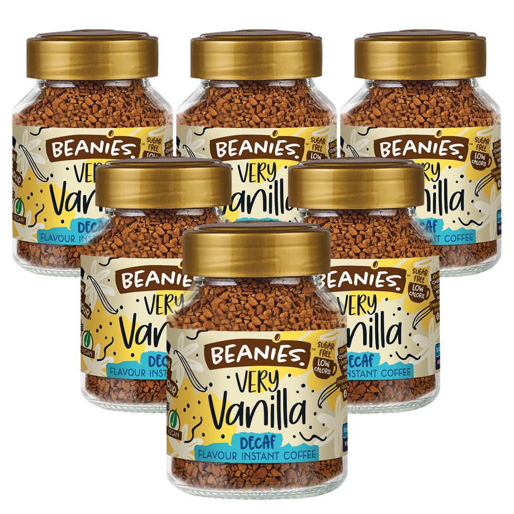 Beanies Very Vanilla Decaf Instant Coffee Jars 6 x 50g