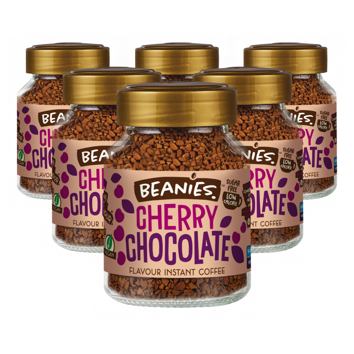 Beanies Cherry Chocolate Flavoured Instant Coffee Jars 6x50g