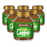 Jars of Beanies Irish Coffee instant coffee on a white background