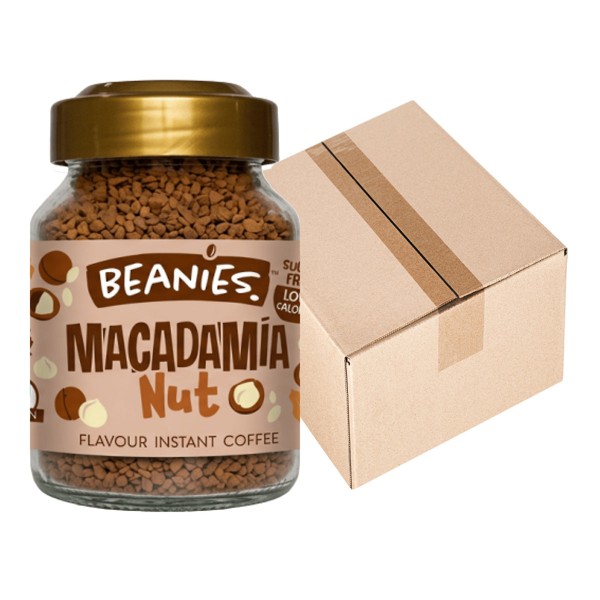 Beanies Macadamia Nut Flavoured Instant Coffee Jars 6x50g