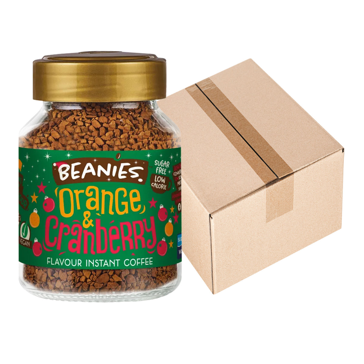 Beanies Orange & Cranberry Flavoured Instant Coffee Jars 6x50g
