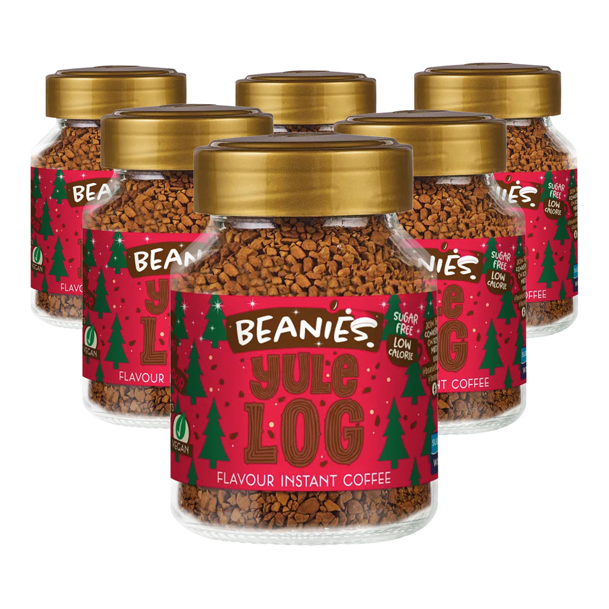 Beanies Yule Log Flavoured Instant Coffee Jars 6x50g