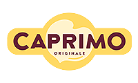 Caprimo logo with a yellow and red design