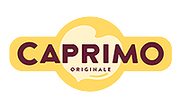Caprimo logo with a yellow and red design