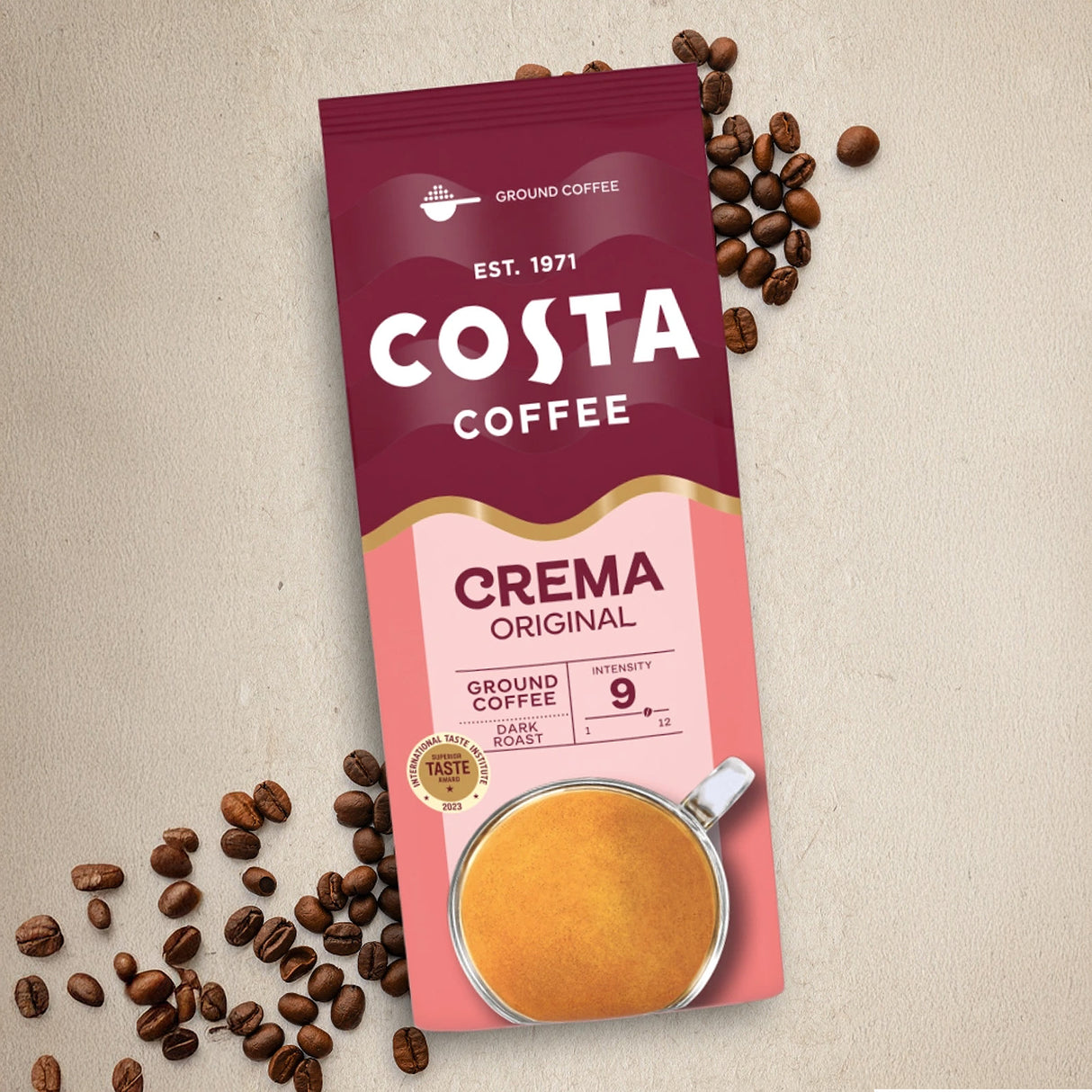 Costa Caffe Crema Ground Coffee 8x200g