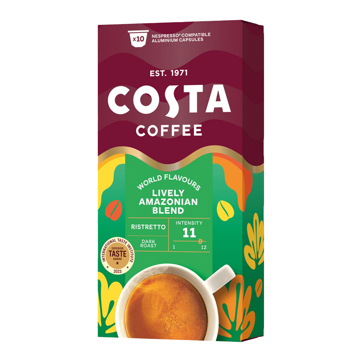 Costa Lively Blend Ristretto Coffee Capsules 10x10 Nespresso Compatible