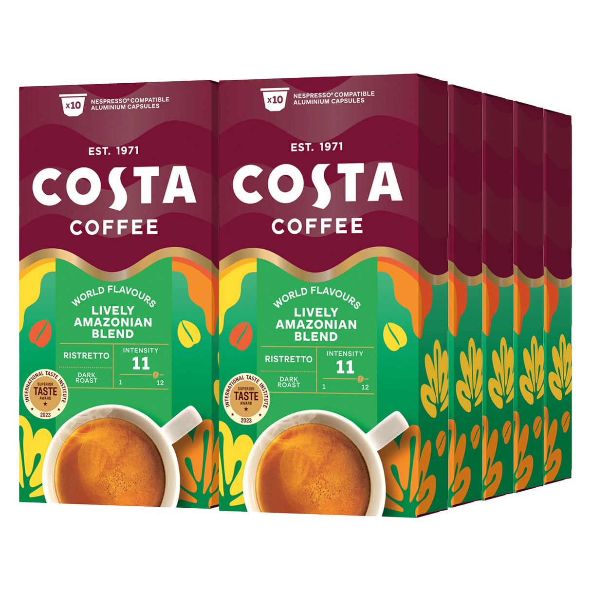 Costa Lively Blend Ristretto Coffee Capsules 10x10 Nespresso Compatible