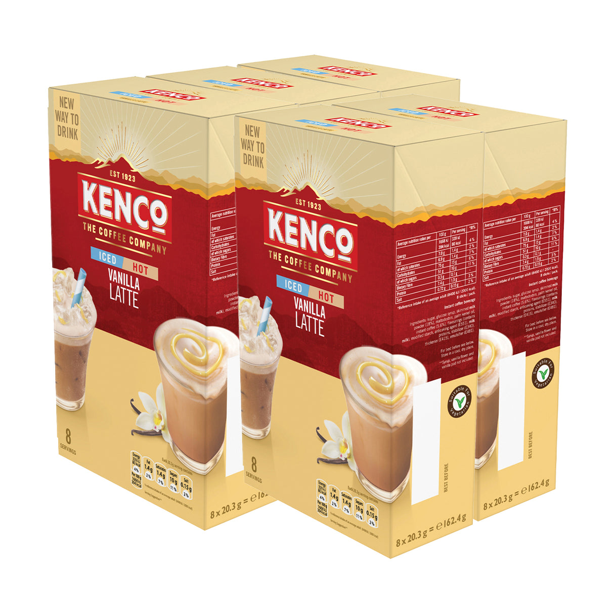 Kenco Vanilla Iced Hot Latte Instant Coffee Sachets 5x8